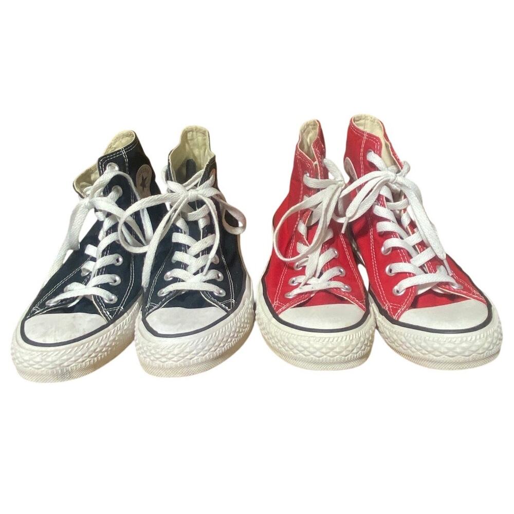Lot of 2 Converse All Star High Top Chuck Taylor Shoes Mens Size 4 Red Black